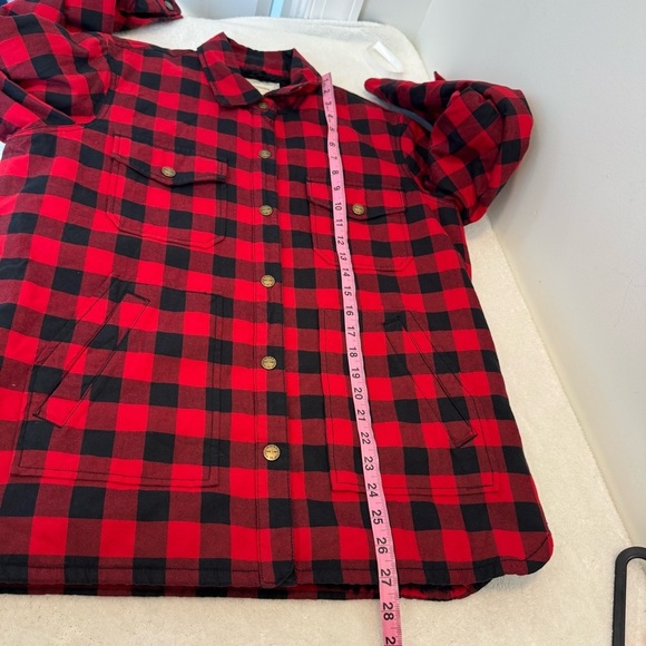 Current Elliott Red Black Plaid Sherpa Workman Shacket Jacket Size 2/ M - Picture 14 of 14